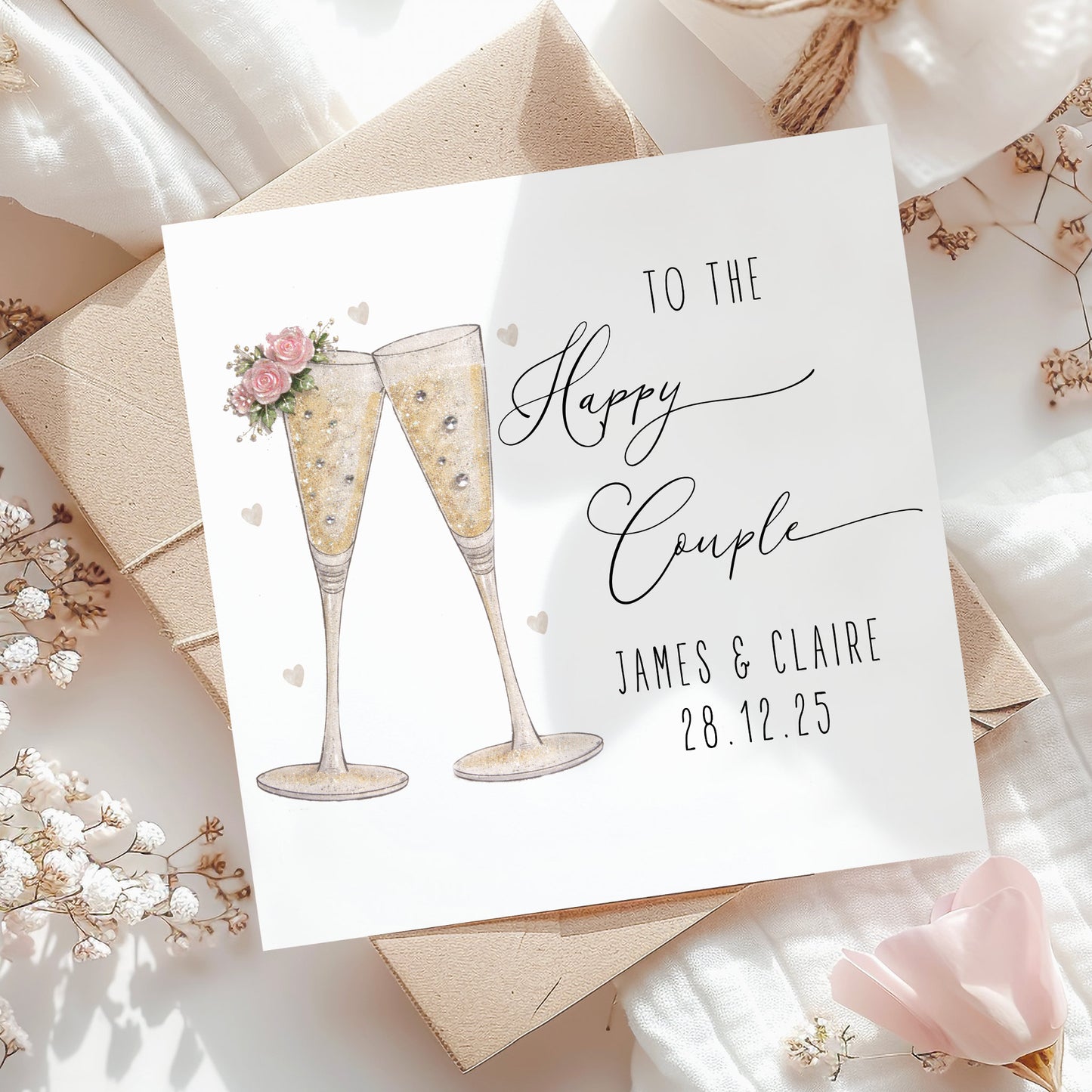 Congratulations on Your Wedding Day Card, Champagne Flutes