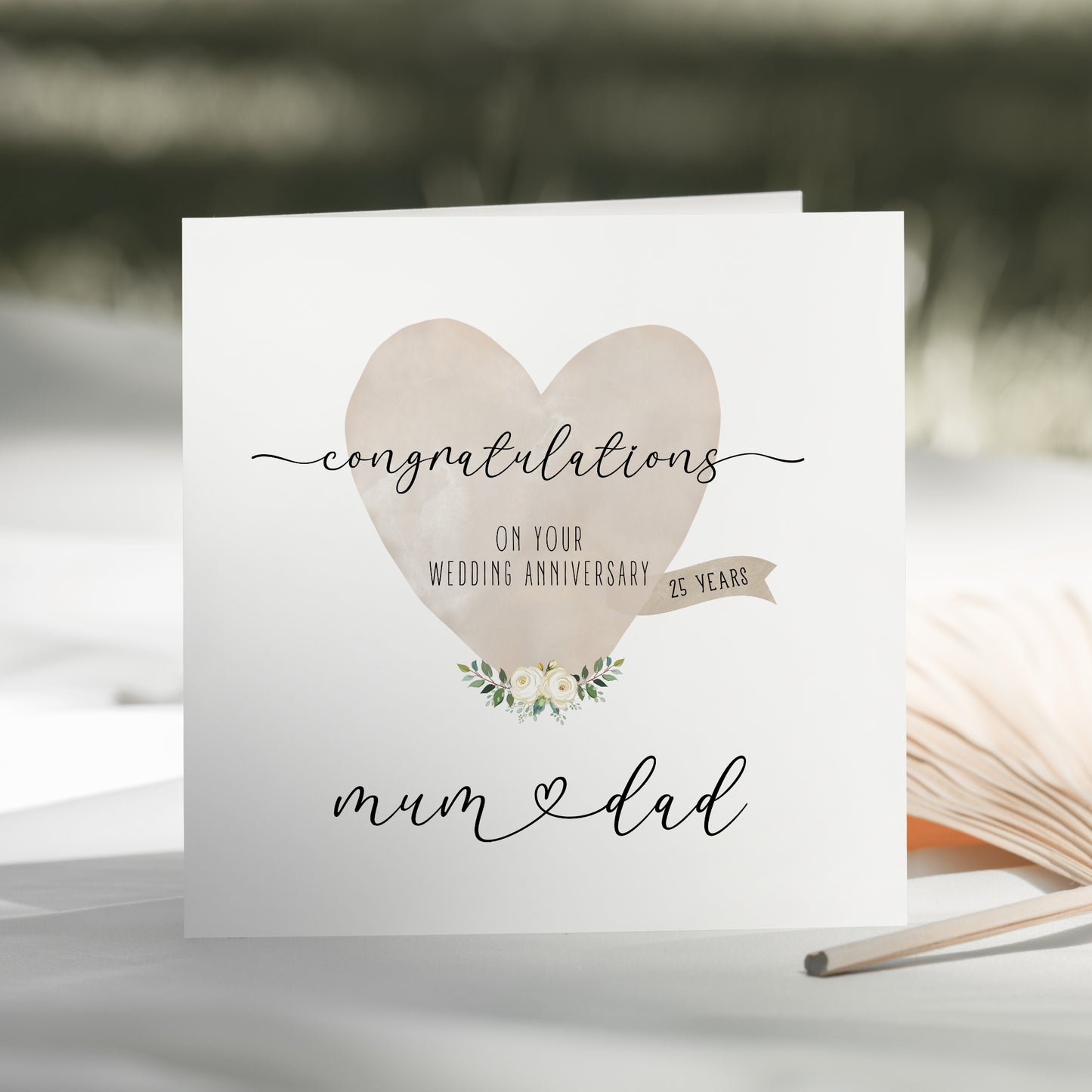 Congratulations on Your Wedding Anniversary Card, Watercolour Heart