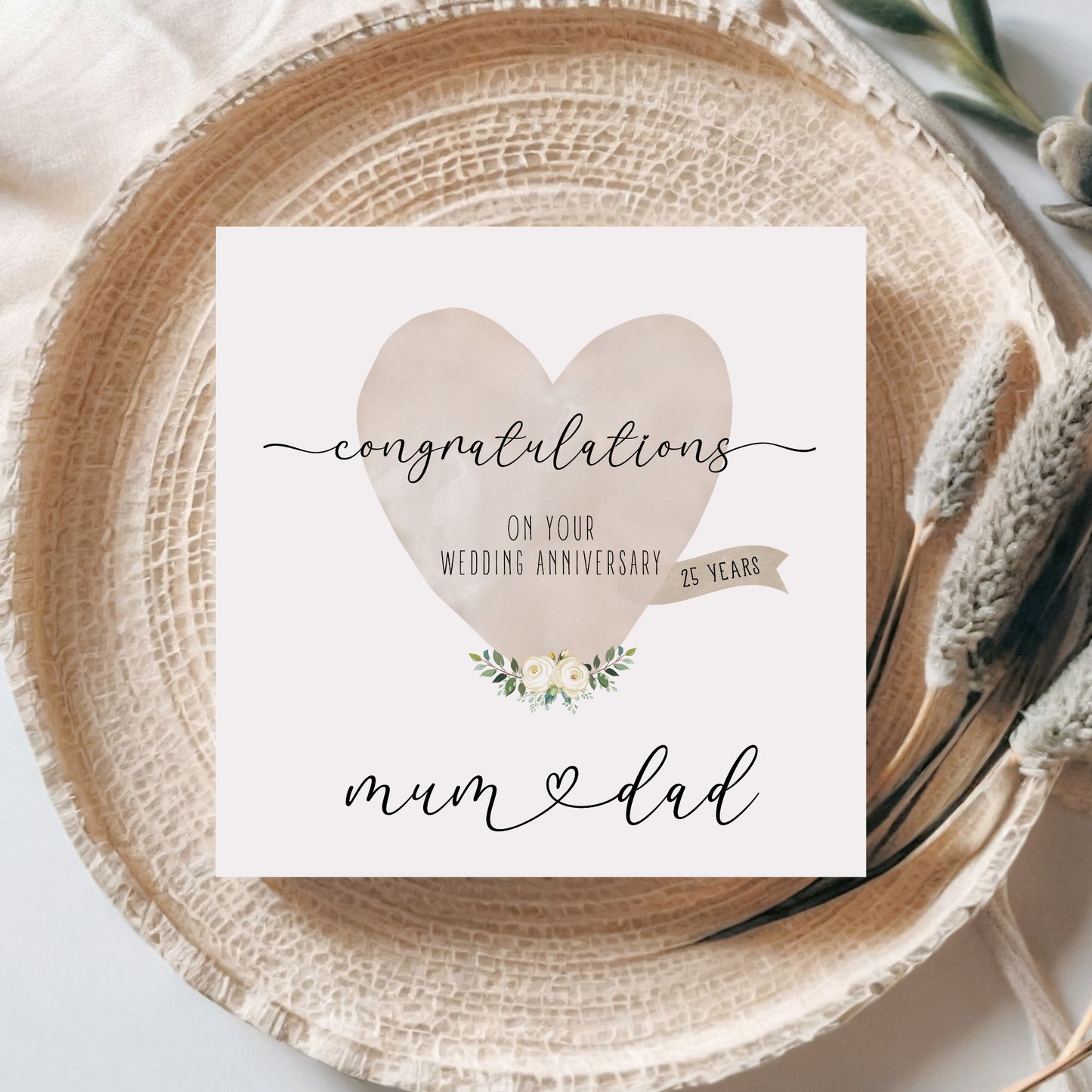 Congratulations on Your Wedding Anniversary Card, Watercolour Heart