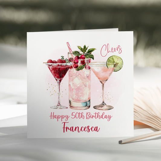 Personalised Cocktails Drink Birthday Card For Her