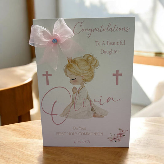 Large A4 Personalised First Holy Communion Card with Child's Name
