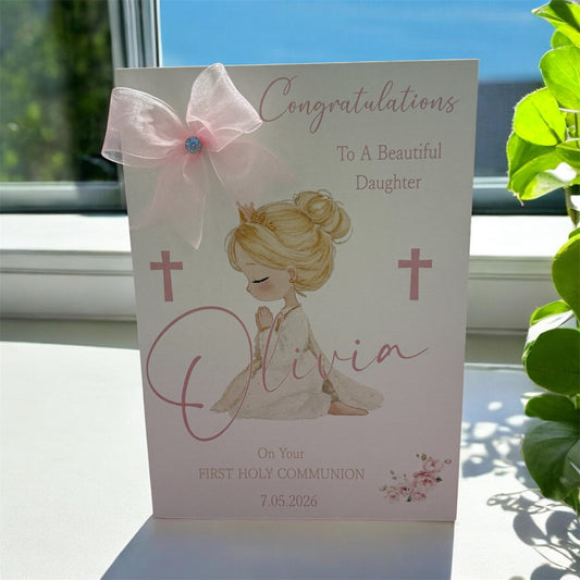 Large A4 Personalised First Holy Communion Card with Child's Name