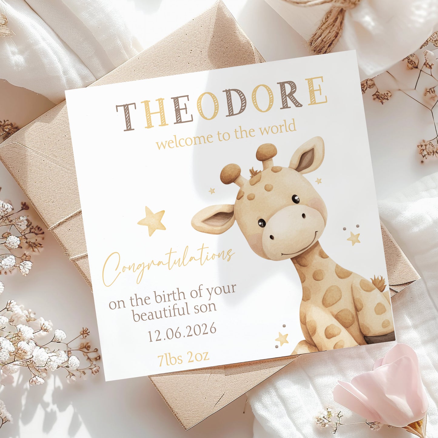 Personalised New Baby Card For New Parents