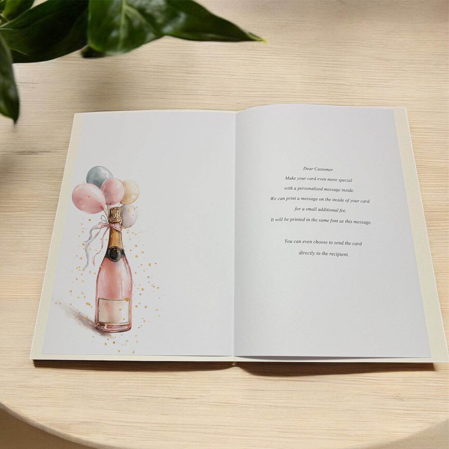 Champagne Balloons Watercolour Personalised Birthday Card For Her