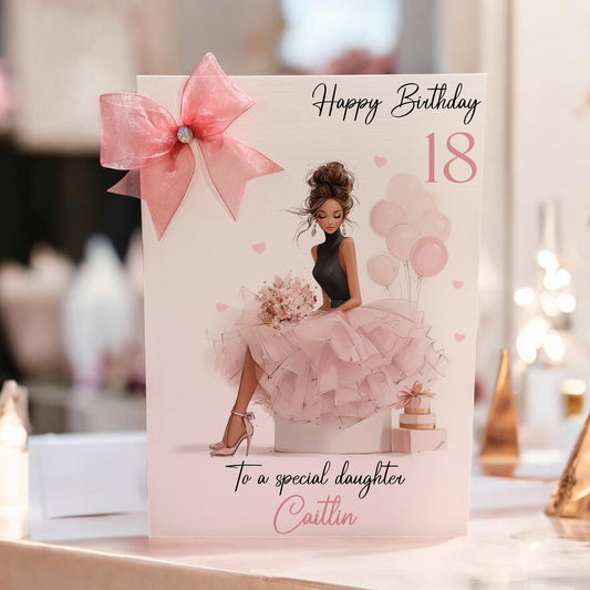 Large A4 Female Birthday Card Elegant Girl