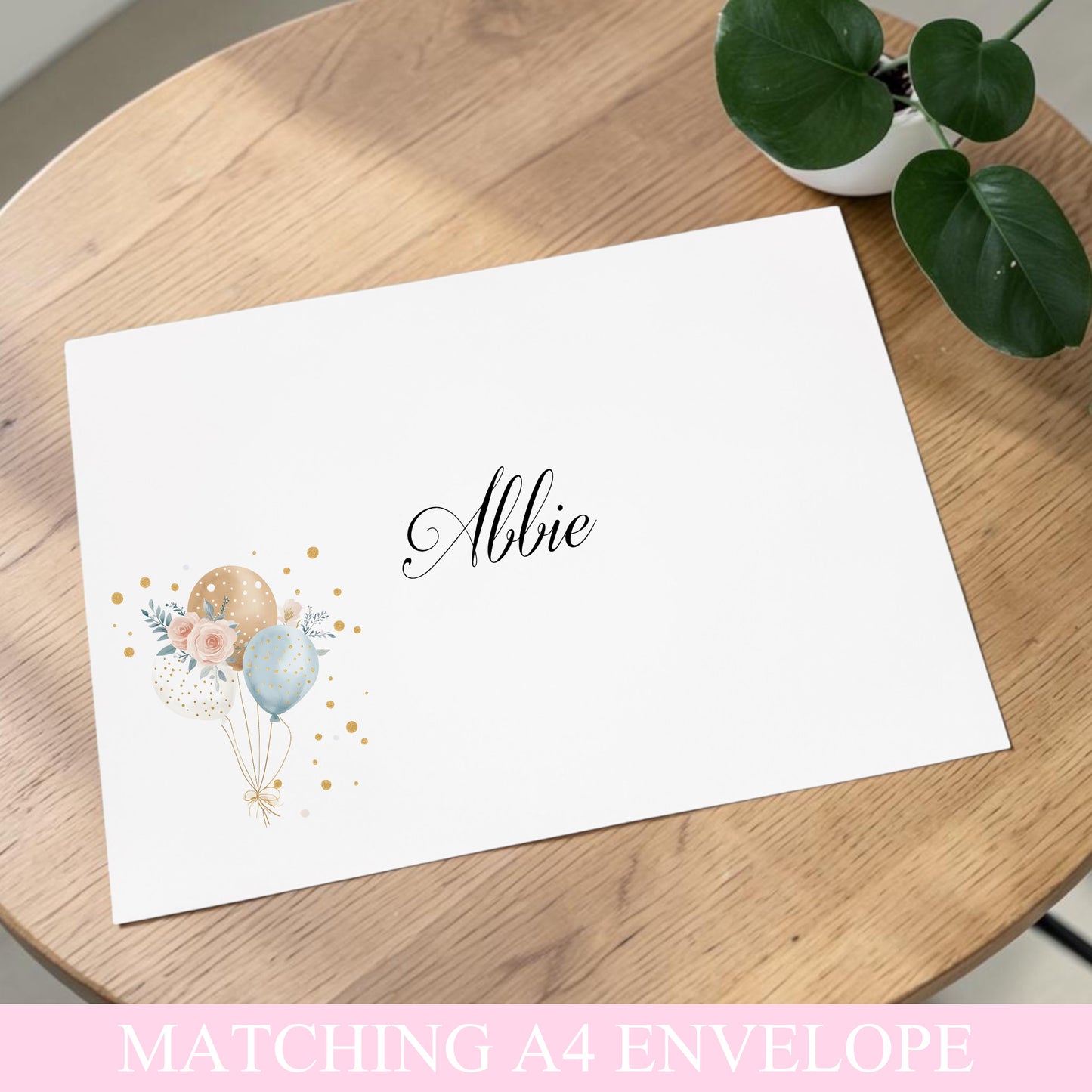 Floral Watercolour Balloons Personalised Birthday Card For Her