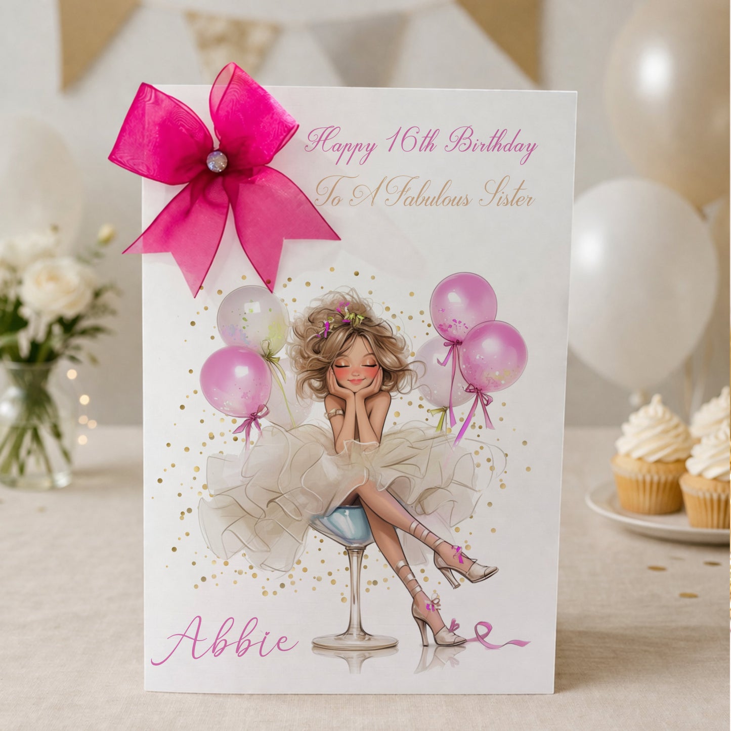 Cocktail Girl Personalised Birthday Card