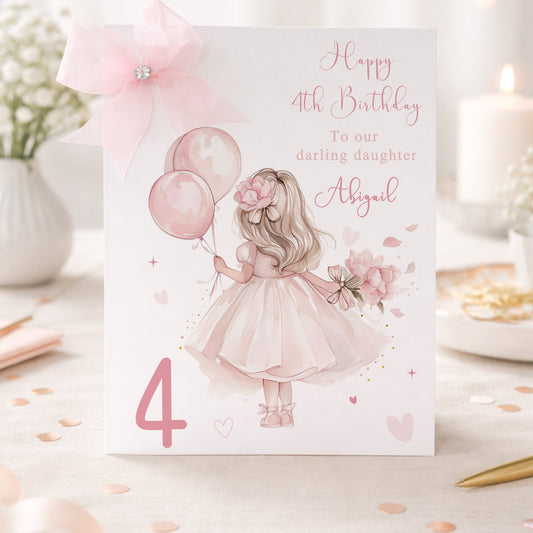 Large A4 Personalised Children's Birthday Card Girl