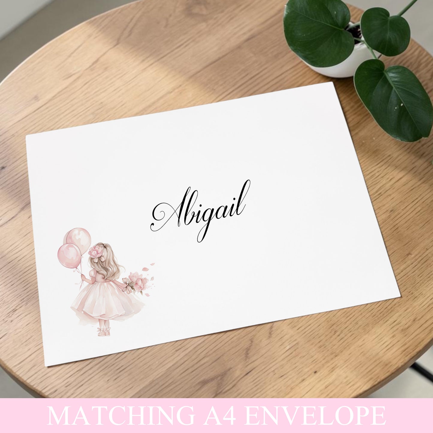 Large A4 Personalised Children's Birthday Card Girl