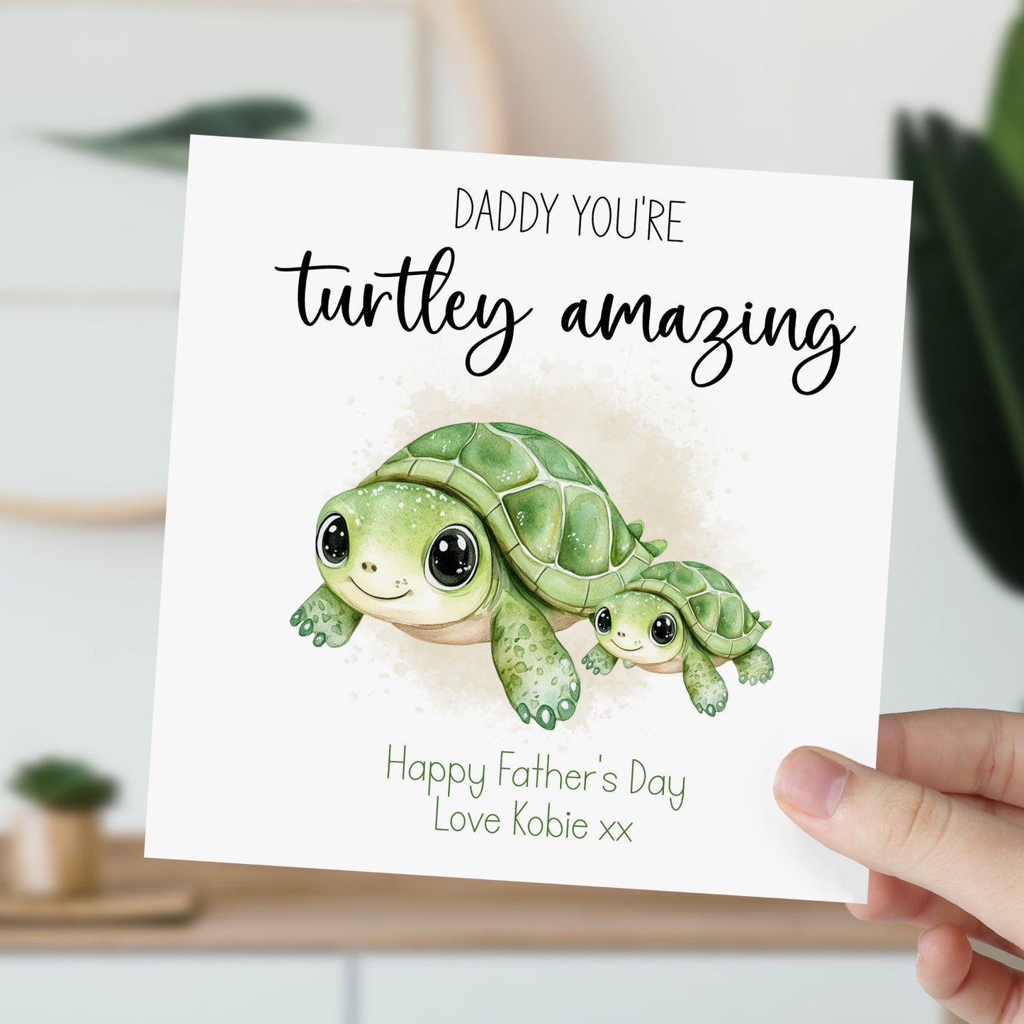 Turtles Cute Personalised Father's Day Card For Daddy