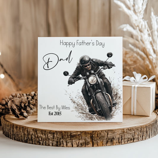 Happy Father’s Day Dad Motorbike Card – “The Best By Miles”