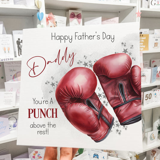 Happy Father’s Day Card Red Boxing Gloves - You're A Punch Above The Rest