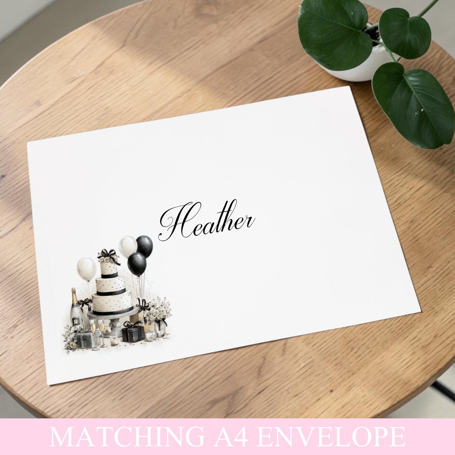 Personalised Luxury Birthday Cake Card, Black & White, Bow and Sparkle