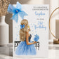 Personalised 21st Birthday Card for Girls | Blue Dress Birthday Card | Custom Name & Age Birthday Card for Her