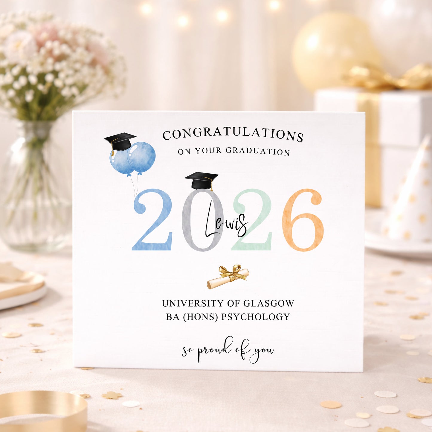 Personalised Male Graduation Card 2026 – University Graduation Congratulations Card