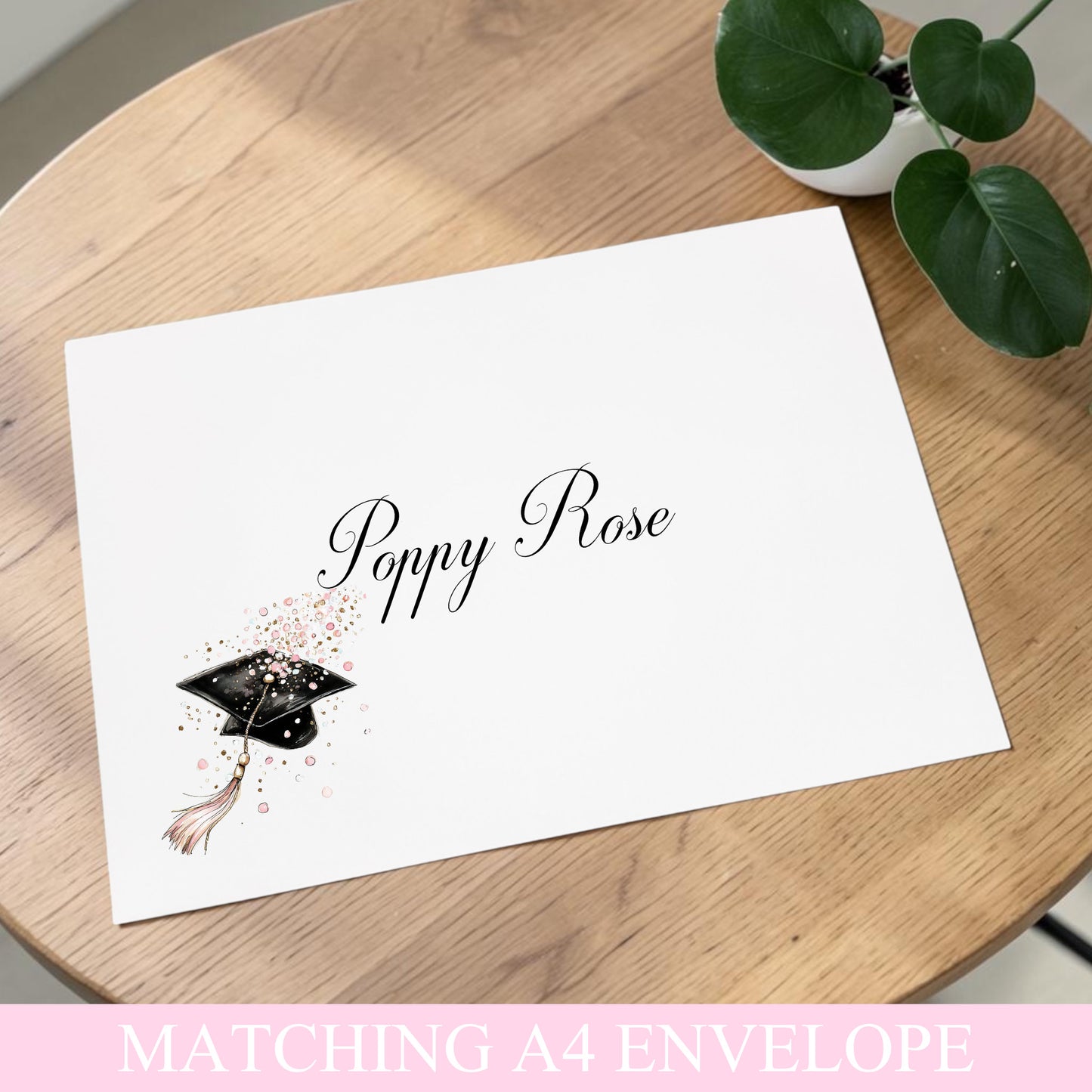 Personalised A4 Graduation Card with Organza Bow & Sparkle