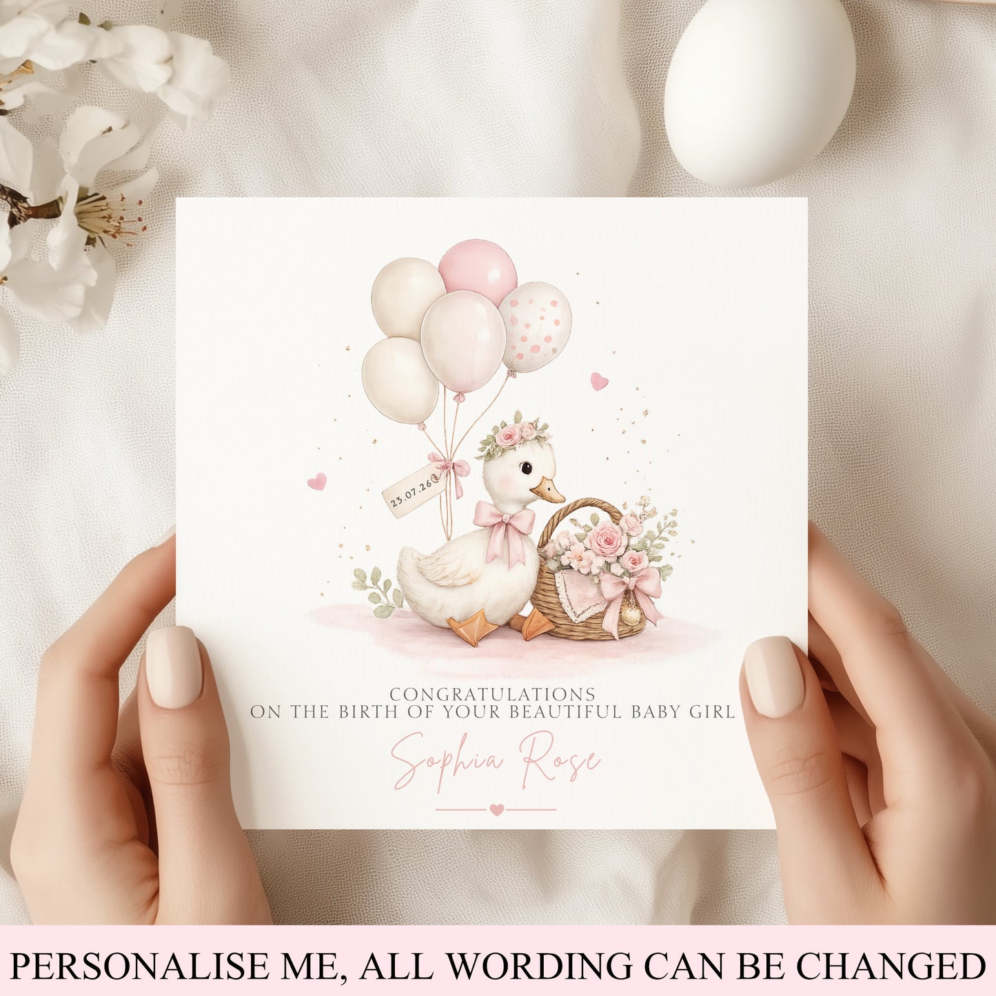 Personalised New Baby Girl Card