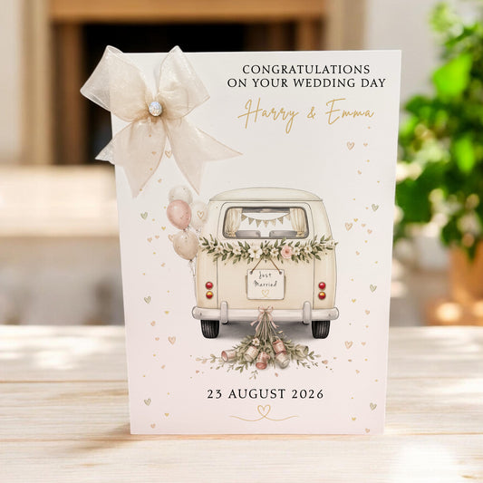 Large A4 Personalised Wedding Card – Camper Van