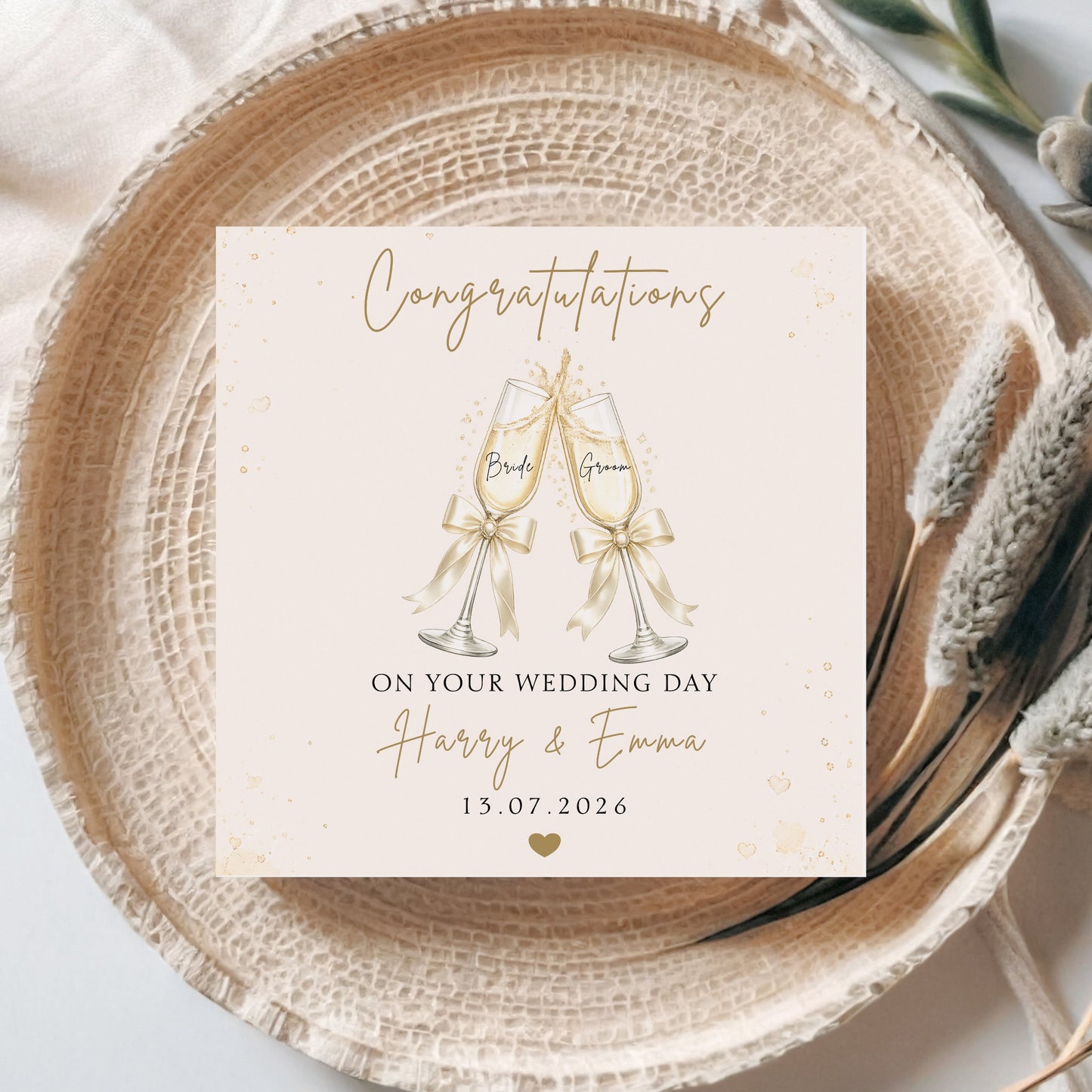Personalised Wedding Champagne Flutes Card