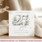 Personalised 25th Silver Wedding Anniversary card with silver 25 years design, white flowers, eucalyptus foliage and couple's names