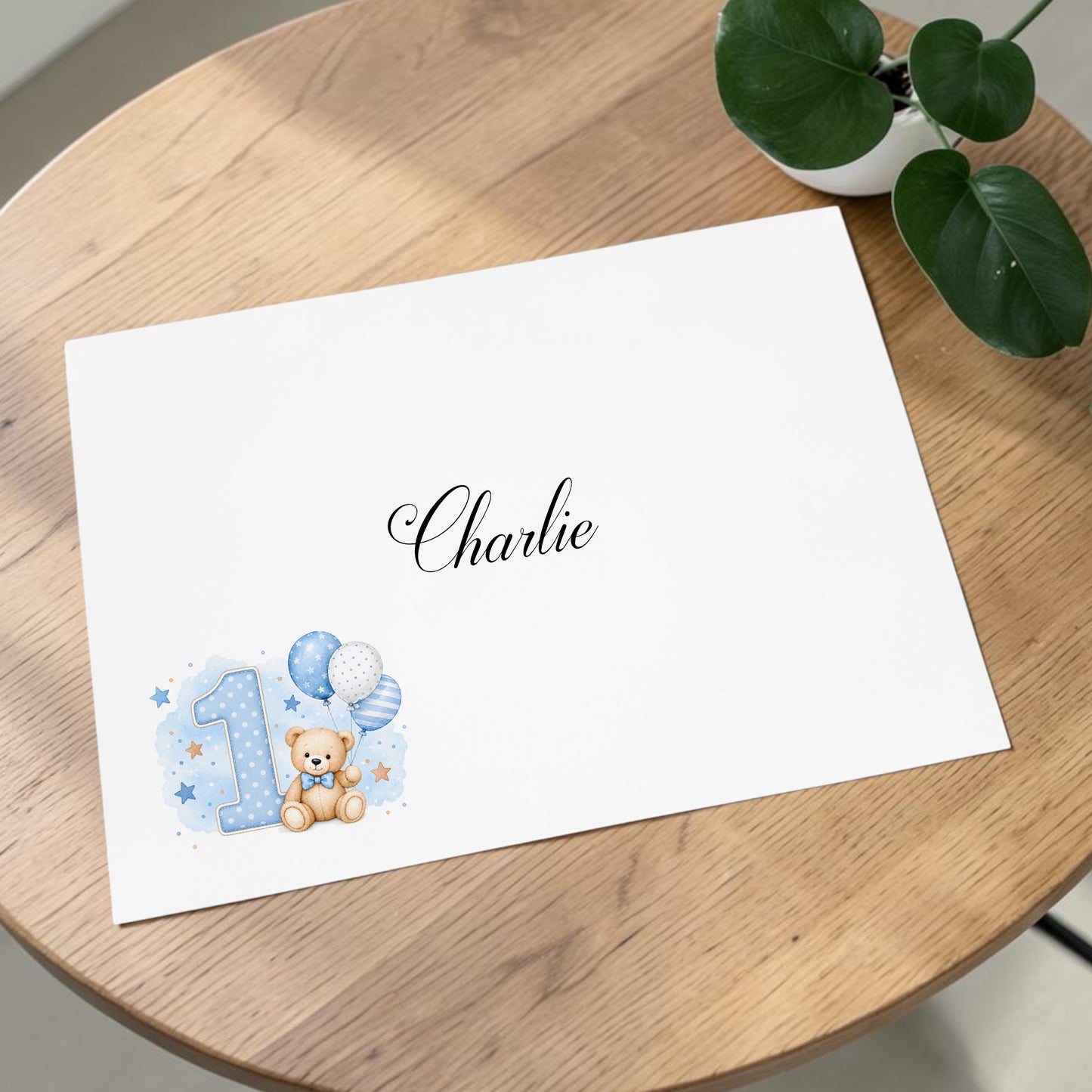 Large A4 Luxury Personalised Photo Birthday Card – Teddy Bear Ages 1-9