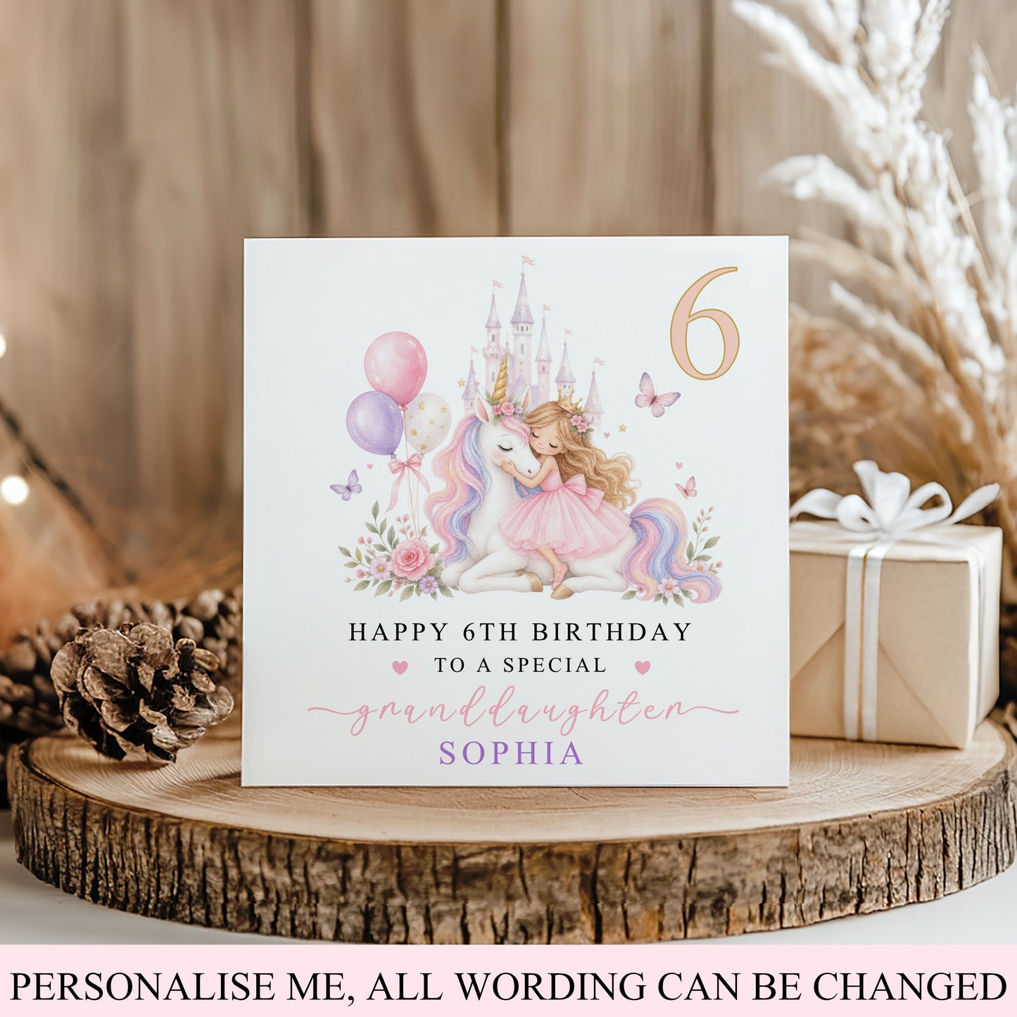 Personalised Girls Unicorn Birthday Card – Any Age
