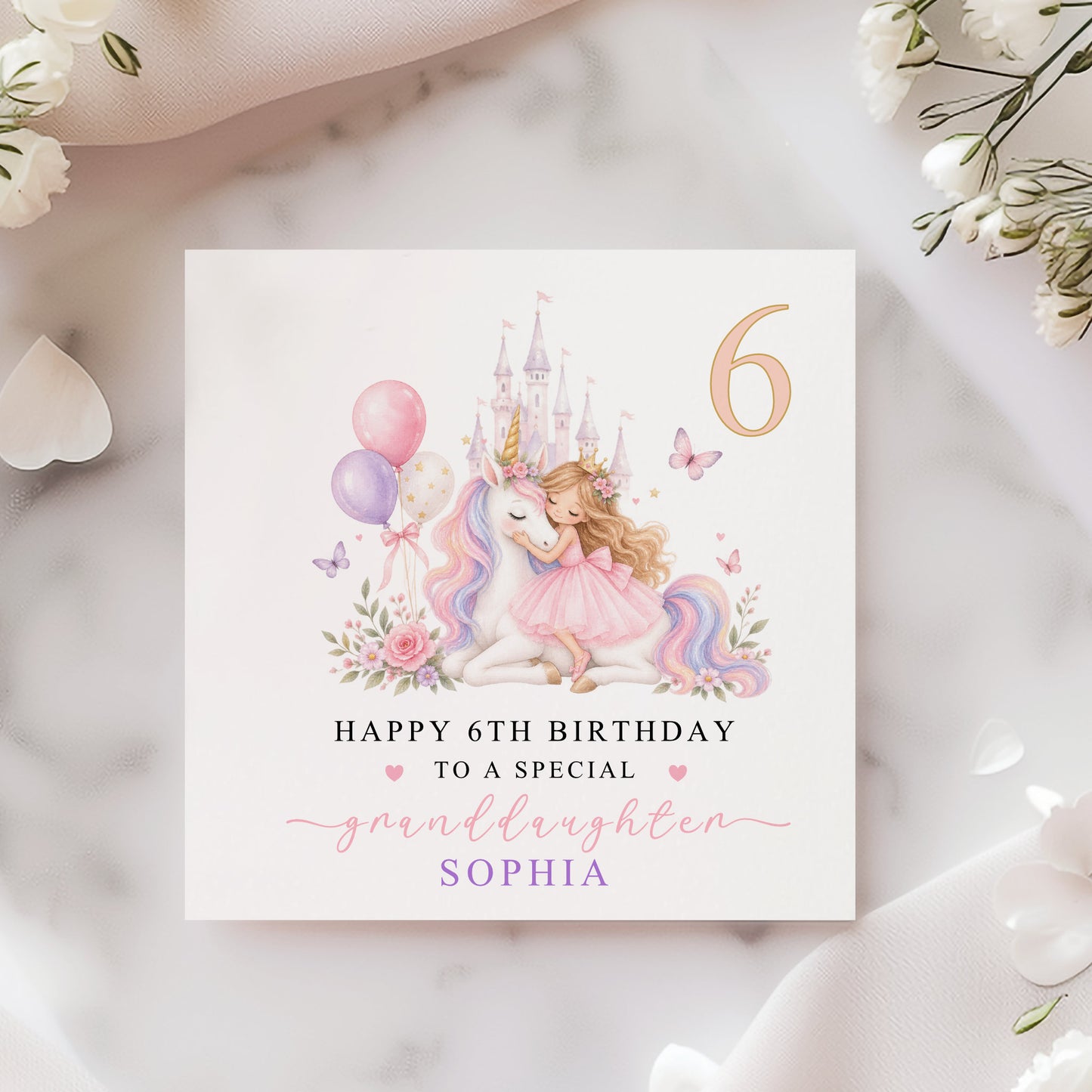 Personalised Girls Unicorn Birthday Card – Any Age