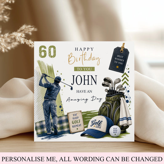 Personalised Golf Birthday Card – For Golf Lovers