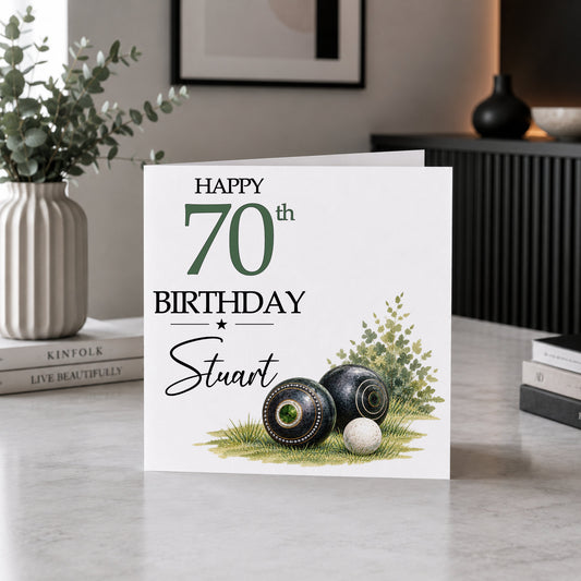 Personalised Lawn Bowls Birthday Card
