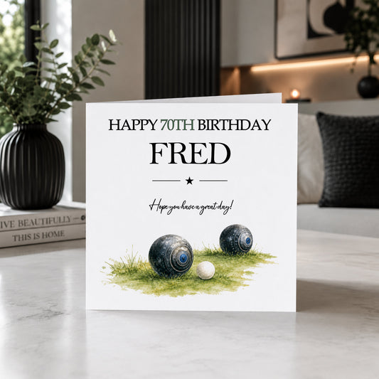 Personalised Lawn Bowls Birthday Card