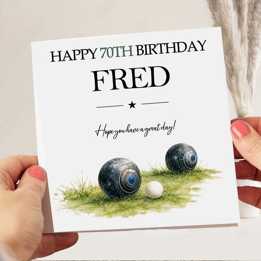 Personalised Lawn Bowls Birthday Card