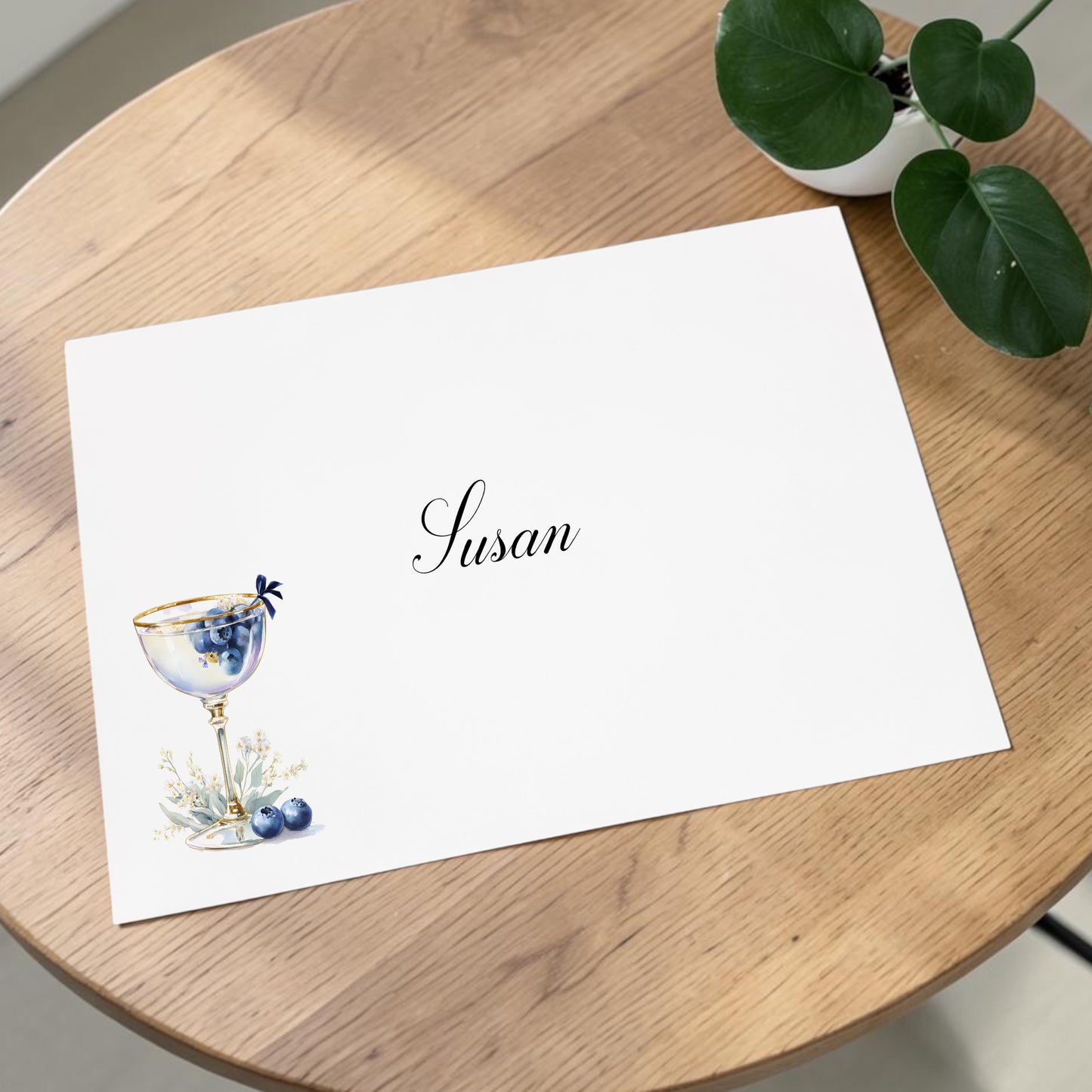 Large A4 Personalised Retirement Card Blueberry Cocktail