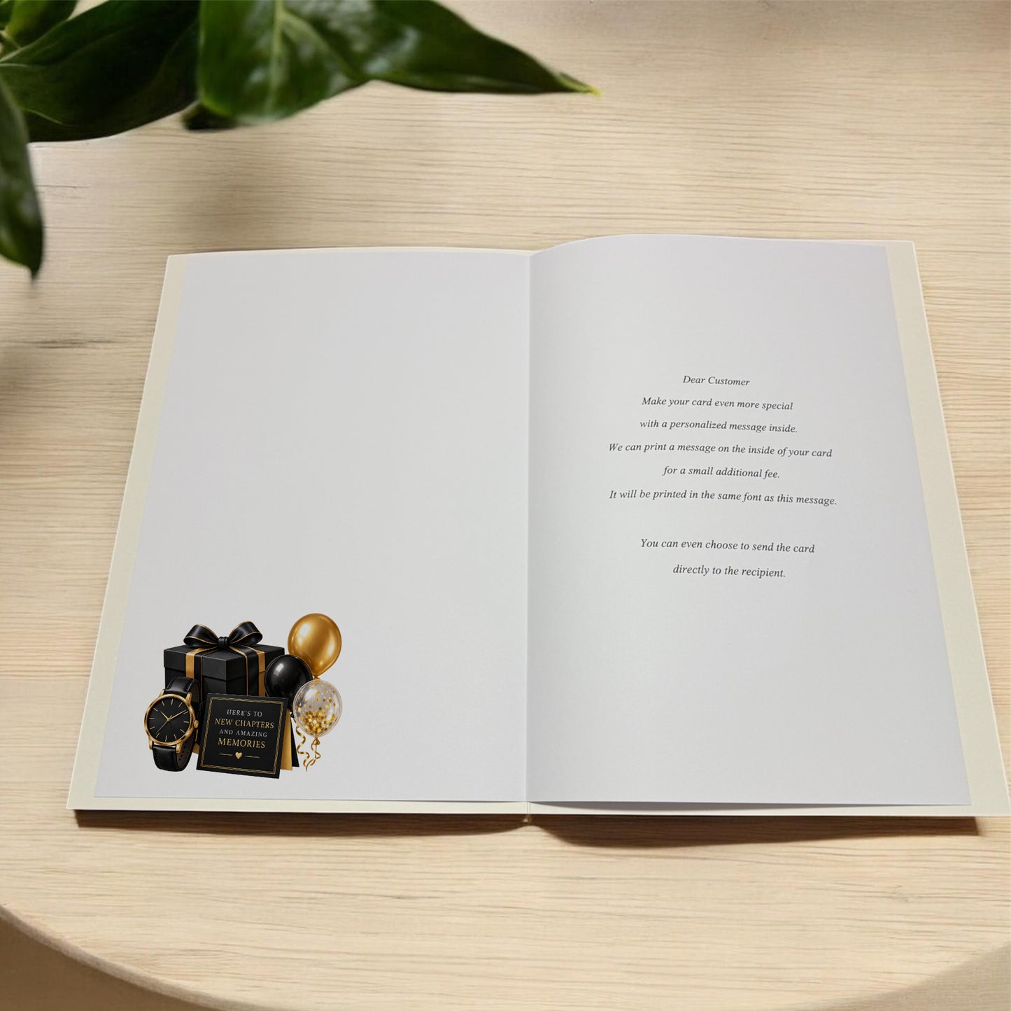 Large A4 Personalised Birthday Card Black & Gold