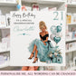 Personalised Girls Birthday Card Turquoise Girl