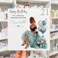 Personalised Girls Birthday Card Turquoise Girl