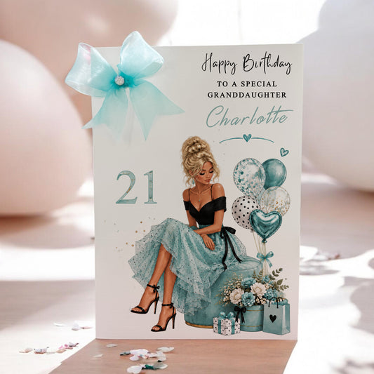 Luxury Personalised Large A4 Birthday Card with Bow & Sparkle