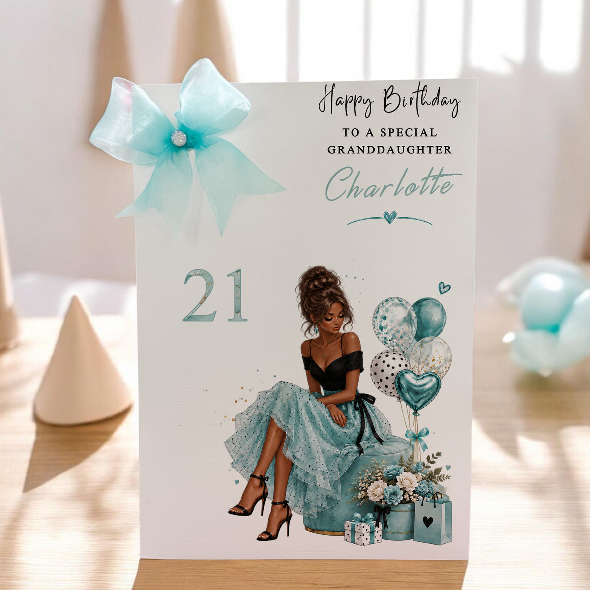 Luxury Personalised Large A4 Birthday Card with Bow & Sparkle