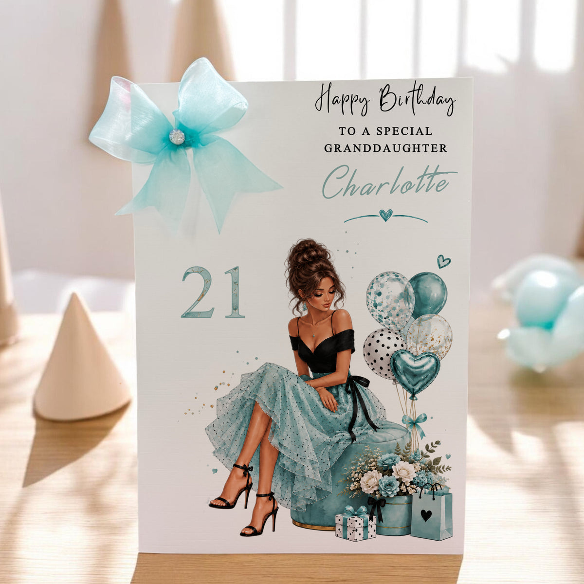 Luxury Personalised Large A4 Birthday Card with Bow & Sparkle