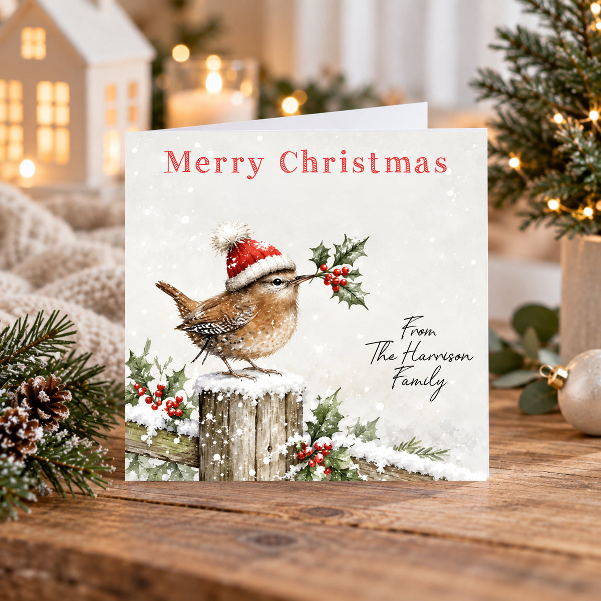 Personalised Christmas Card Pack – Robin Christmas Cards – Set of 3 Watercolour Designs