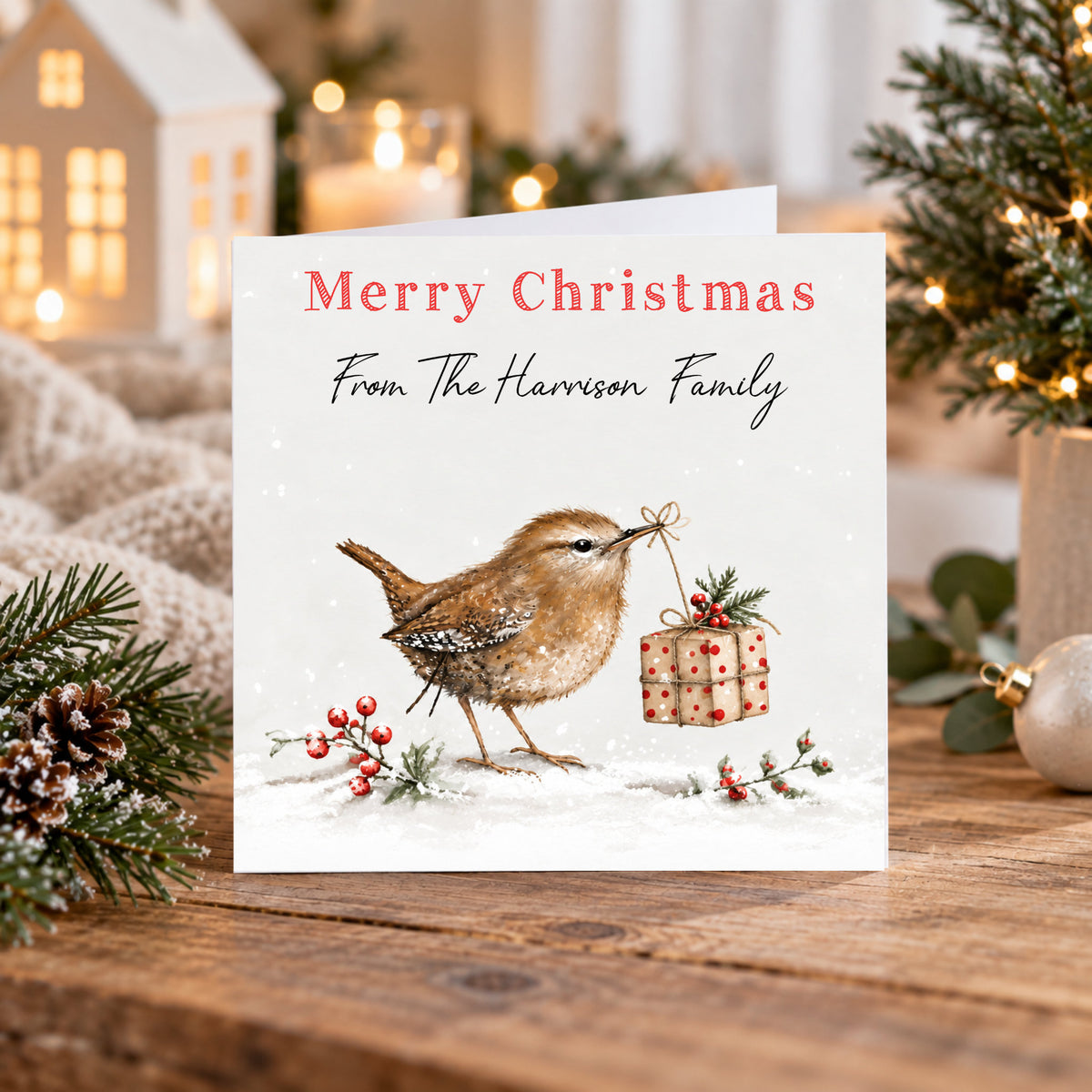 Personalised Christmas Card Pack – Robin Christmas Cards – Set of 3 Watercolour Designs