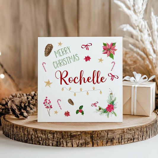 Personalised Christmas Card 'Poinsetta'