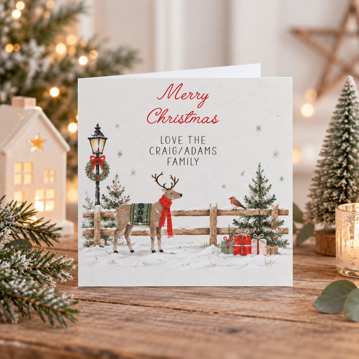 Personalised Christmas Cards | Rustic Winter Christmas Family Card
