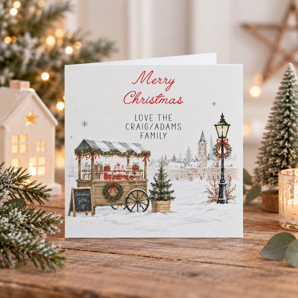 Personalised Christmas Cards | Rustic Winter Christmas Family Card