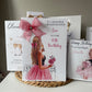 Large A4 Personalised Girls Birthday Card Girl Pink Dress