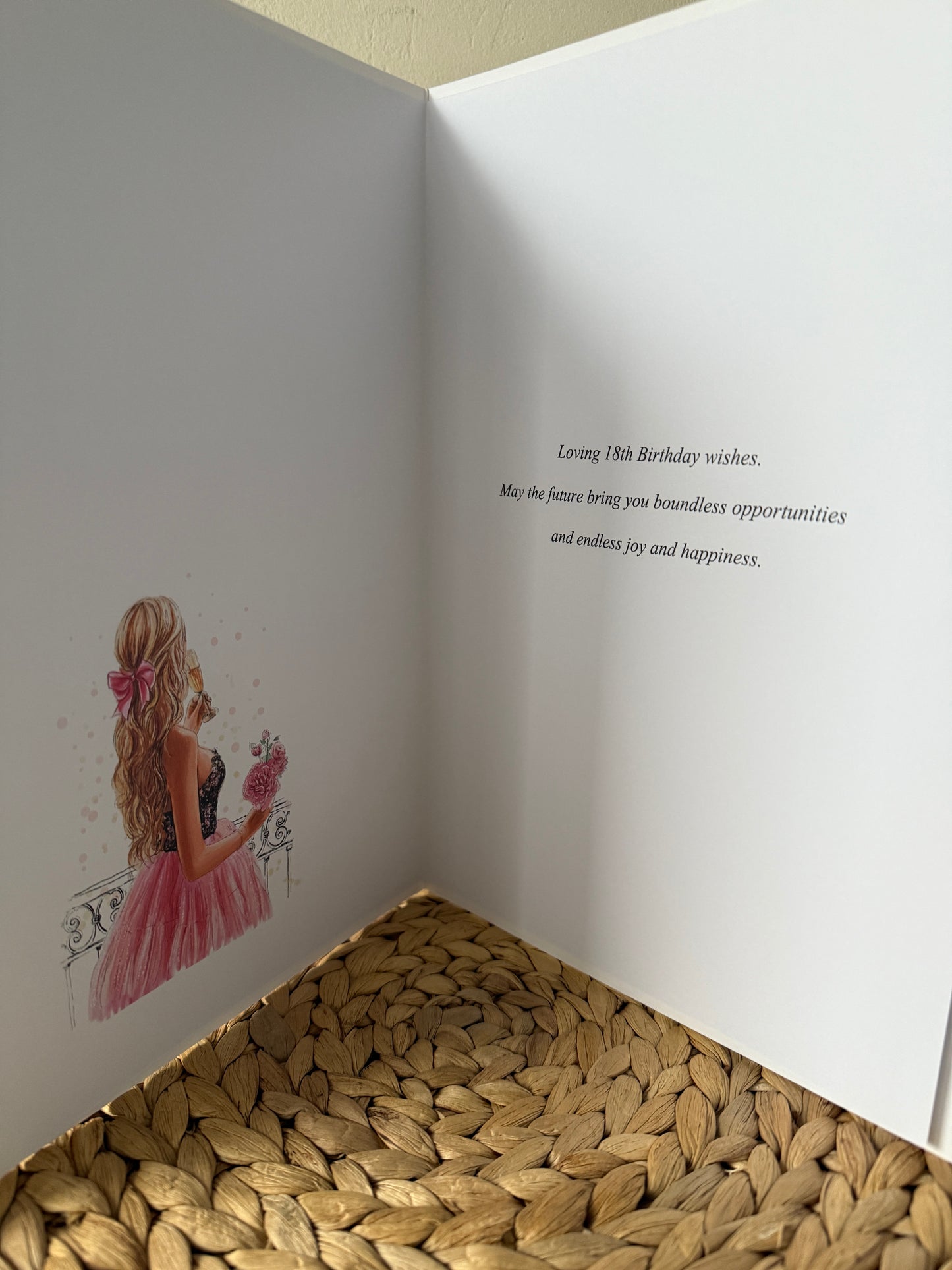 Large A4 Personalised Girls Birthday Card Girl Pink Dress