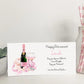 Large A4 Personalised Retirement Card Pink Floral Champagne