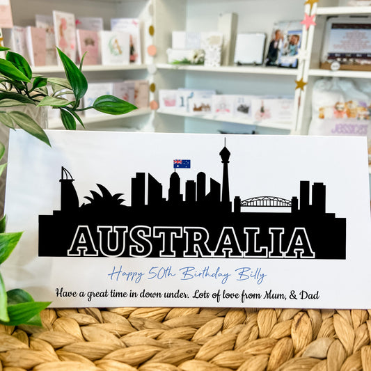 Personalised Birthday Card Money Gift Wallet Travel Voucher Australia