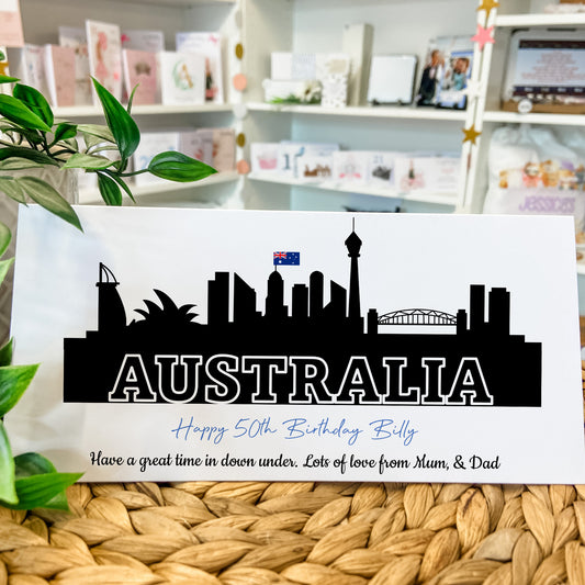 Personalised Birthday Card Money Gift Wallet Travel Voucher Australia