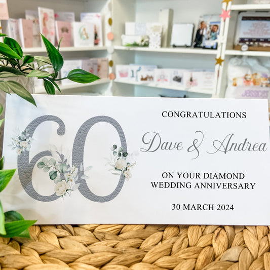 Personalised Diamond Wedding Anniversary Card Money Gift Wallet