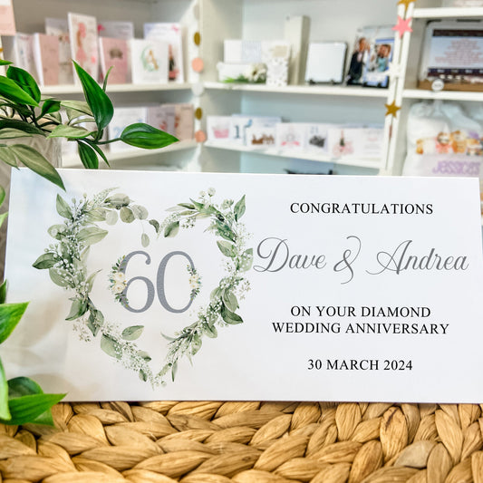 Personalised Diamond Wedding Anniversary Card Money Gift Wallet